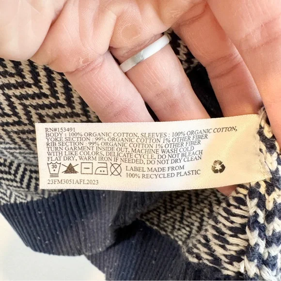 Hope & Henry Coastal Preppy Herringbone Organic Cotton Quarter Zip Sweater L A38 - Picture 4 of 9